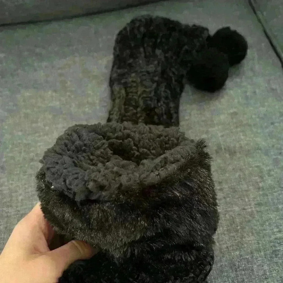 Jane And Bleecker Fun & Cozy Black Comfy Slipper Socks with Pom Pom’s - Picture 3 of 3